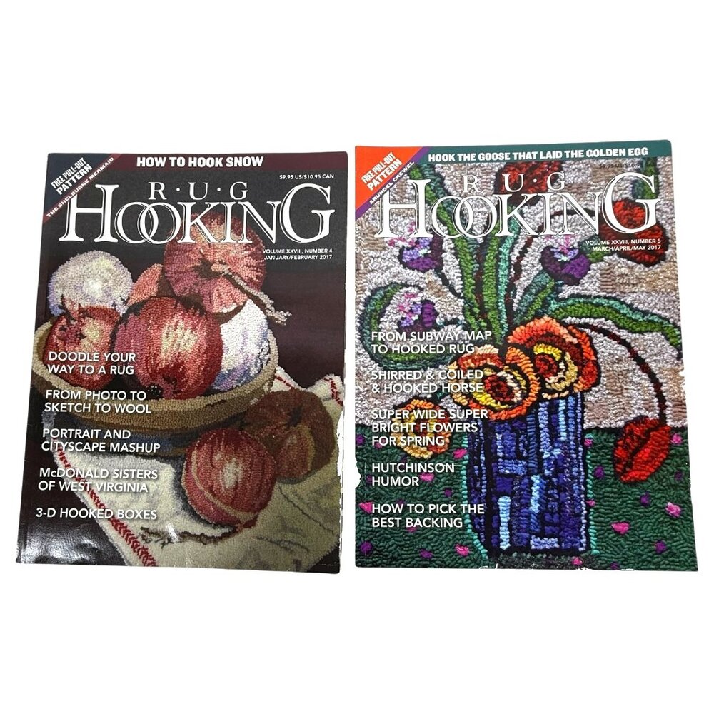 2 Rug Hooking Magazines 2017 Issues Bundle Lot With Exclusive Pattern Pull Outs